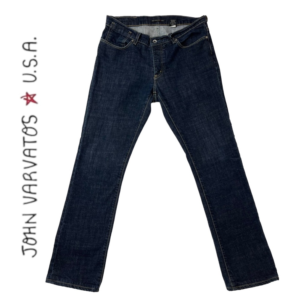 John Varvatos USA Men 33x29 Bowery Dark Wash Button Fly‎ Straight Leg Jeans